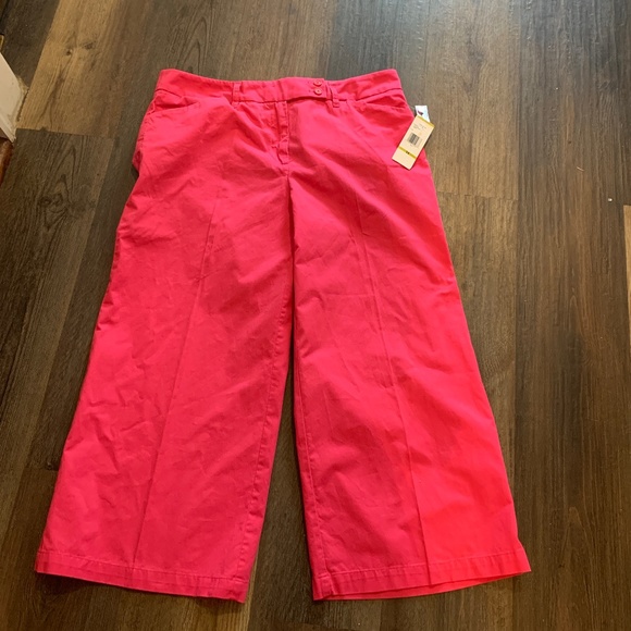 Jones New York Sport wide leg capris in flamingo‎ pink . NWT - Picture 1 of 4